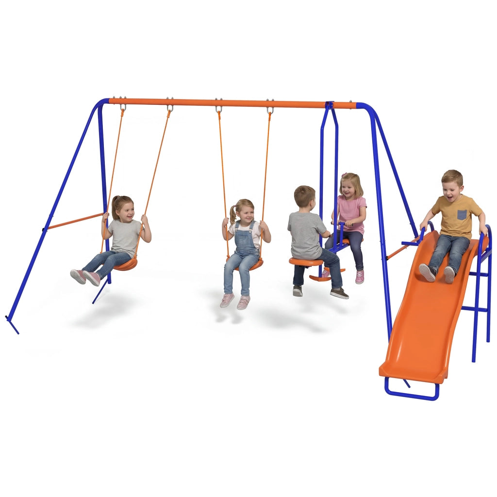 Set Gioco 4 in 1 con Altalena Scivolo e Dondolo ¨C Xylo ¨C Multicolore per Bambini