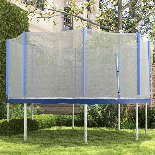 Rete di Protezione per Trampolini a 8 Pali con Ingresso con Cerniera Ø366x180 cm in PE Nero e Blu