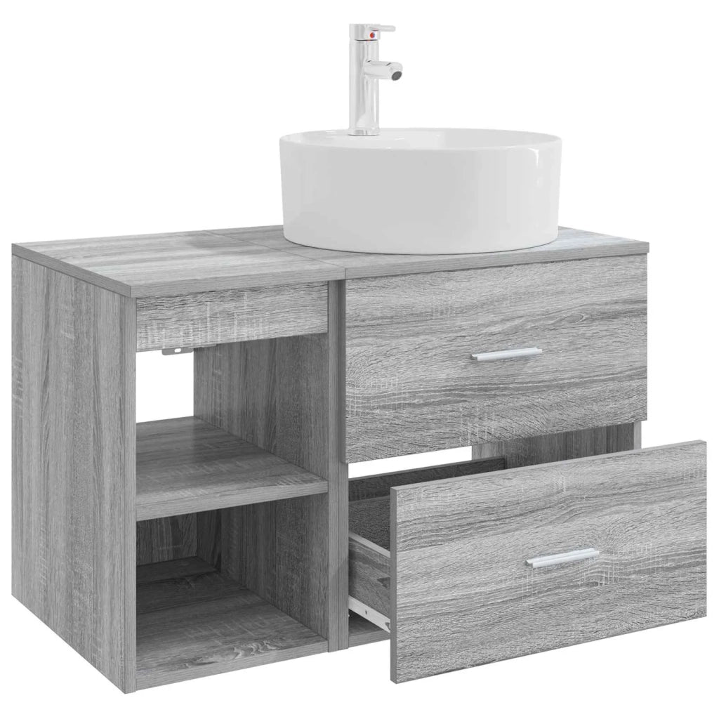 Set di mobili per il bagno 2 pz Sonoma grigio 3403909