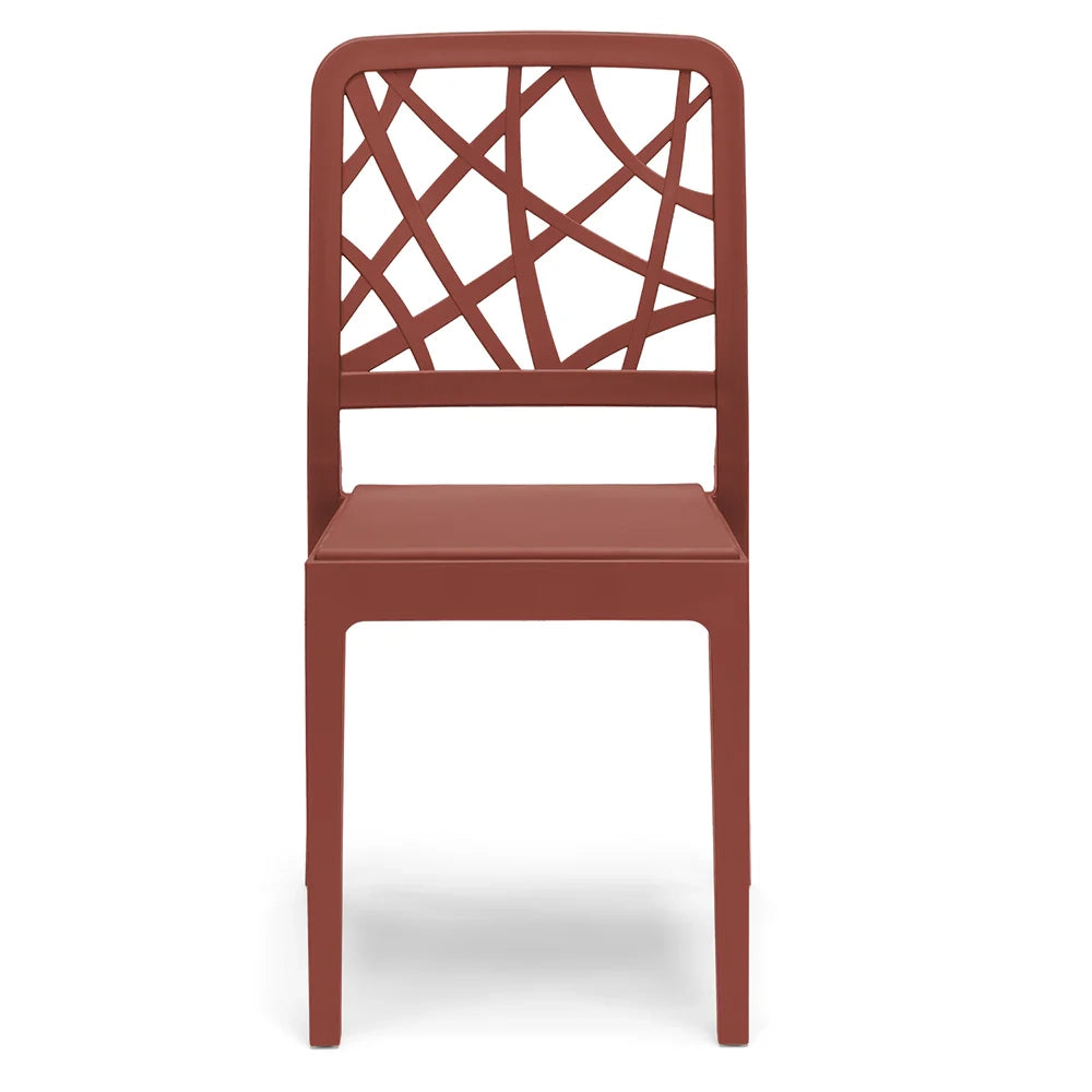 Set 2 sedie in polipropilene PENELOPE, 100% MADE IN ITALY, impilabile, resistente ai raggi UV, design moderno, ideale per sala da pranzo, cucina, sala d’attesa, bar, ristoranti o giardino, colore Mattone