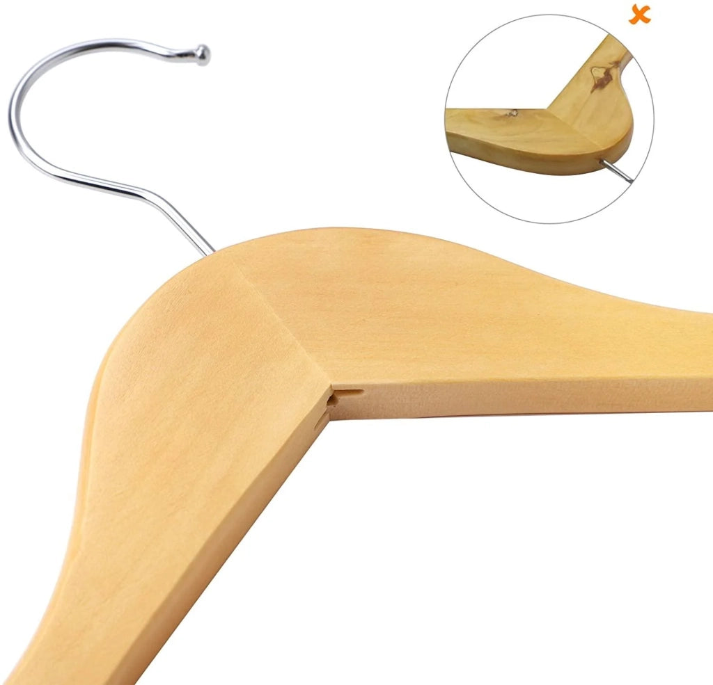 Confezione da 20 grucce in legno massello con tacche confezione da 20 grucce di qualità premium gruccia sottile lunghezza 44 cm per gonne giacche cappotti naturale 12_0000066