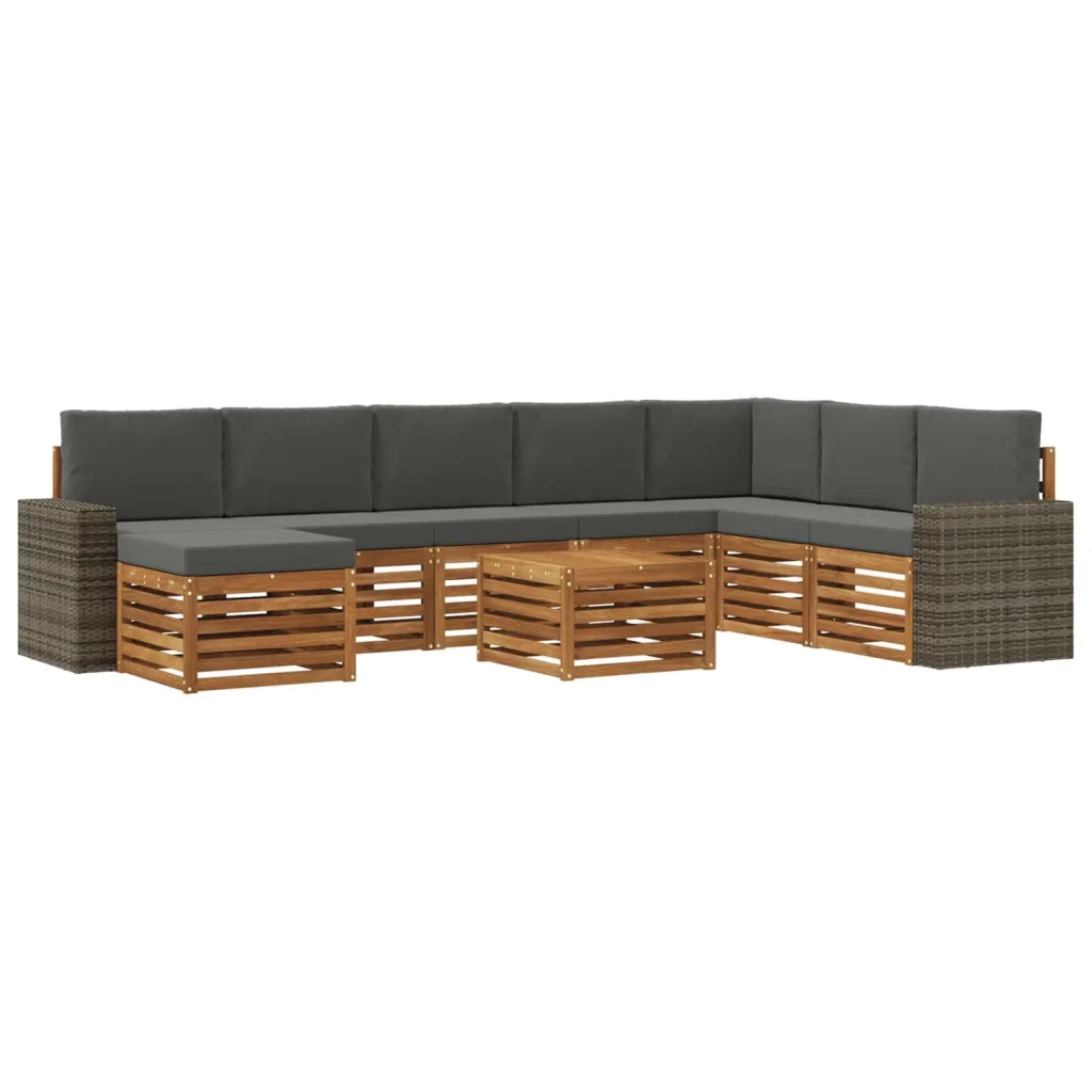 Set di divani da esterno con cuscino 9 pcs Naturale e Antracite