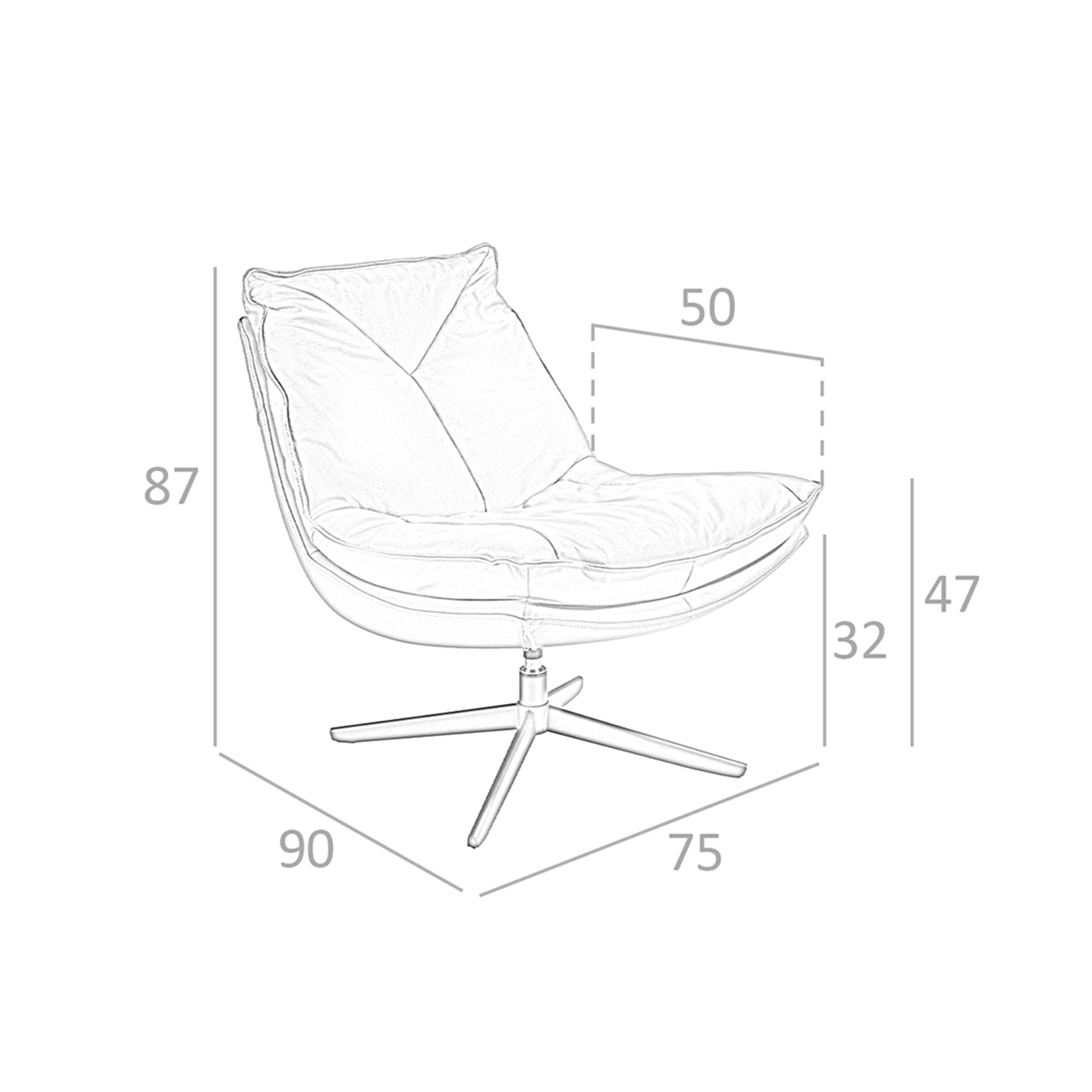 Poltrona girevole in pelle marrone