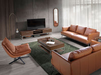 Poltrona girevole in pelle marrone