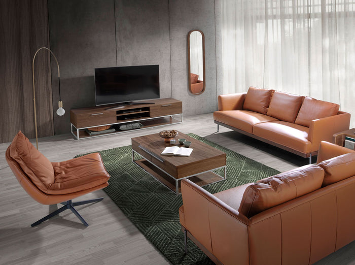 Poltrona girevole in pelle marrone