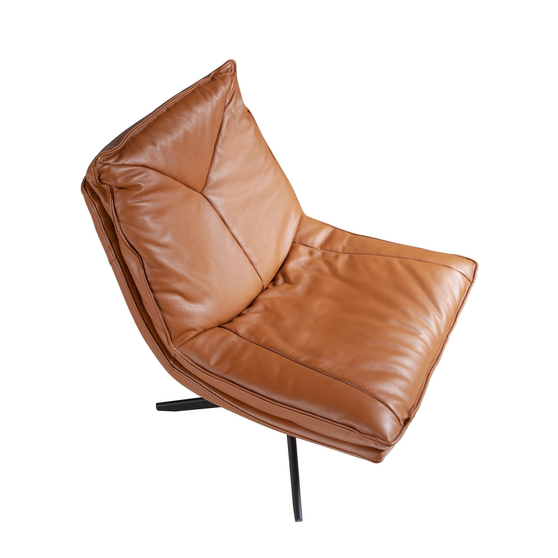 Poltrona girevole in pelle marrone