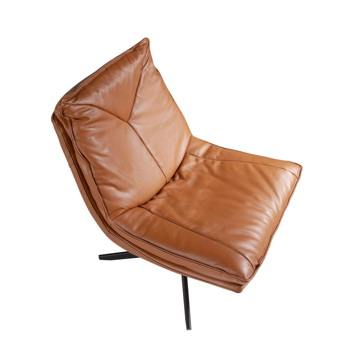 Poltrona girevole in pelle marrone