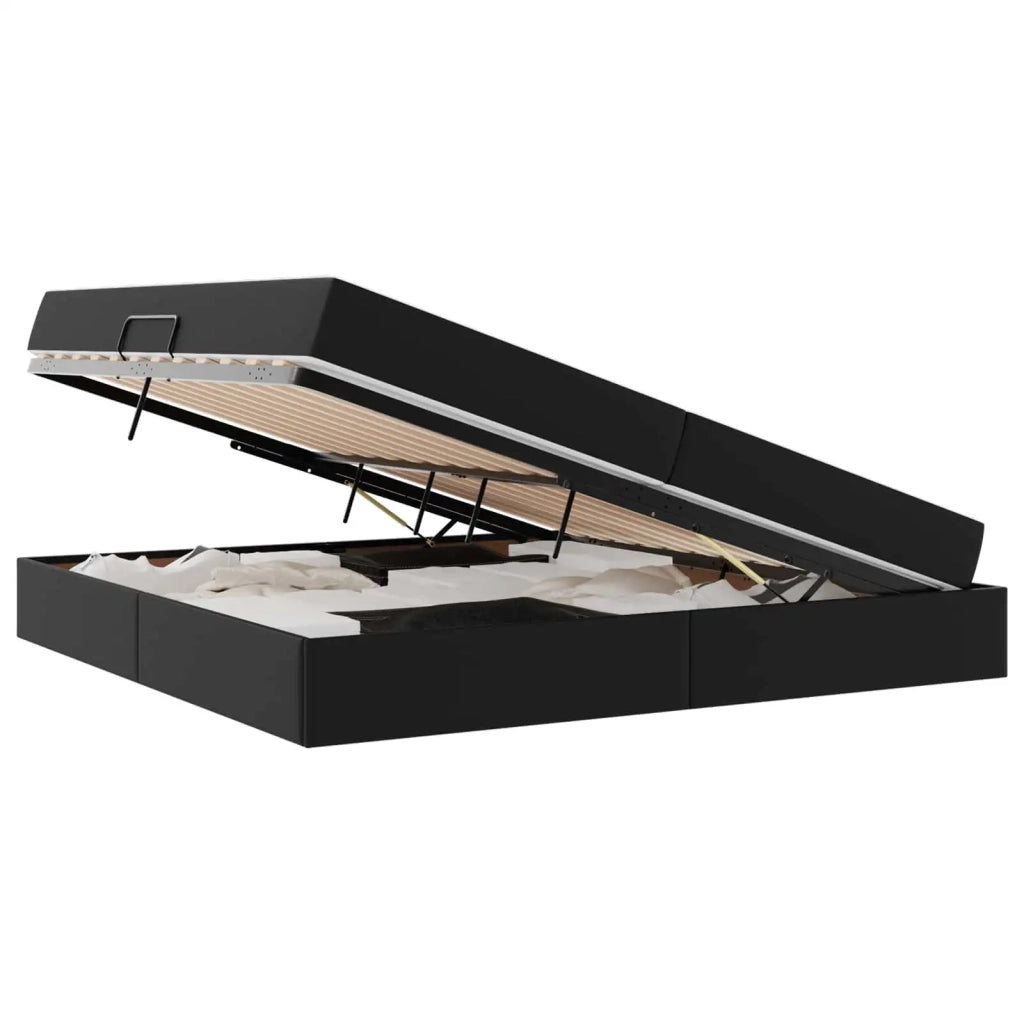 Letto con contenitore e materasso 2 pcs Nero Pelle 3399624