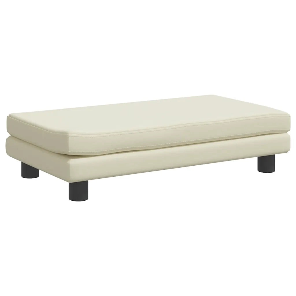 Divano per Bambini con Poggiapiedi-Sofa-Divanetto Crema 100x50x30cm Similpelle