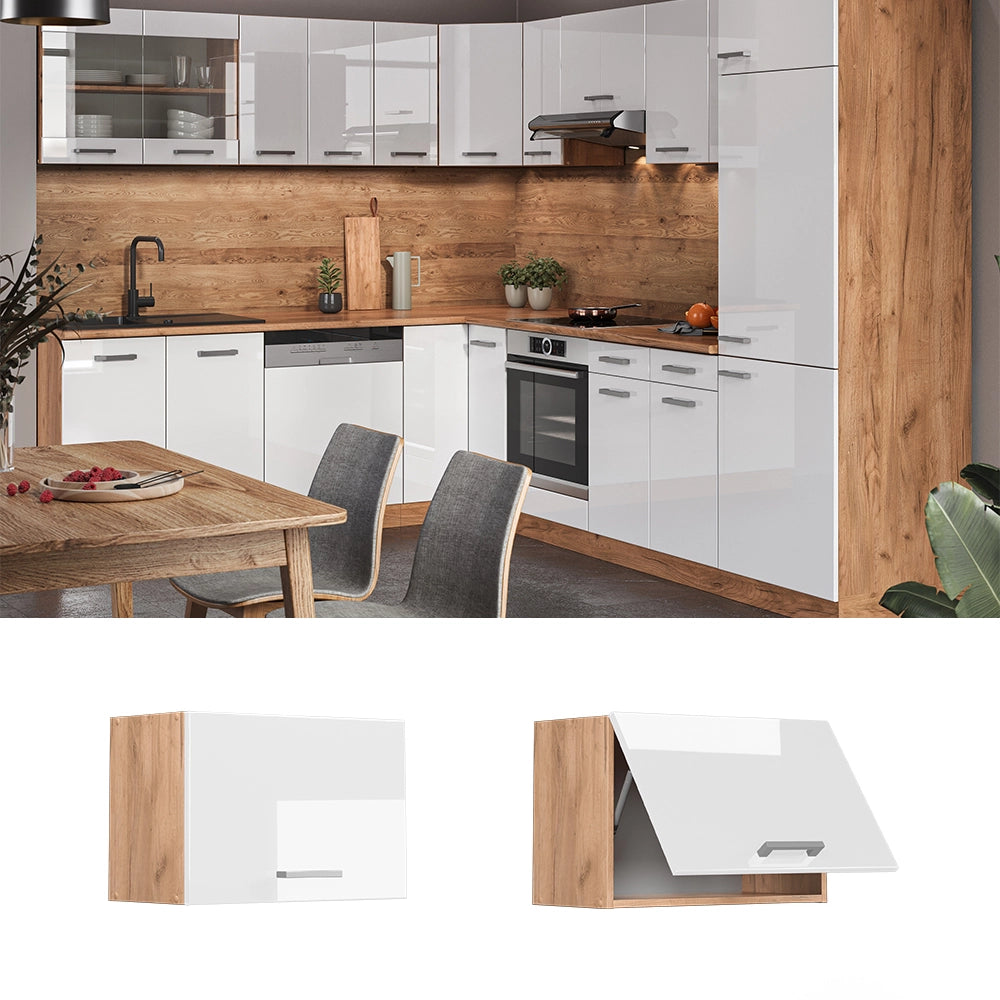 Vicco Pensile da cucina Bianco lucido 60 cm Piatto