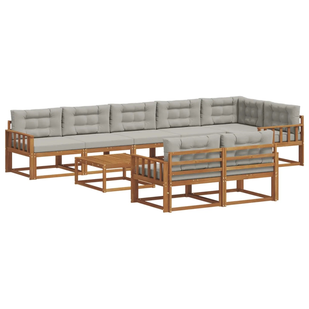 Set di divani da esterno 9 pcs Grigio Naturale e Chiaro 3367784