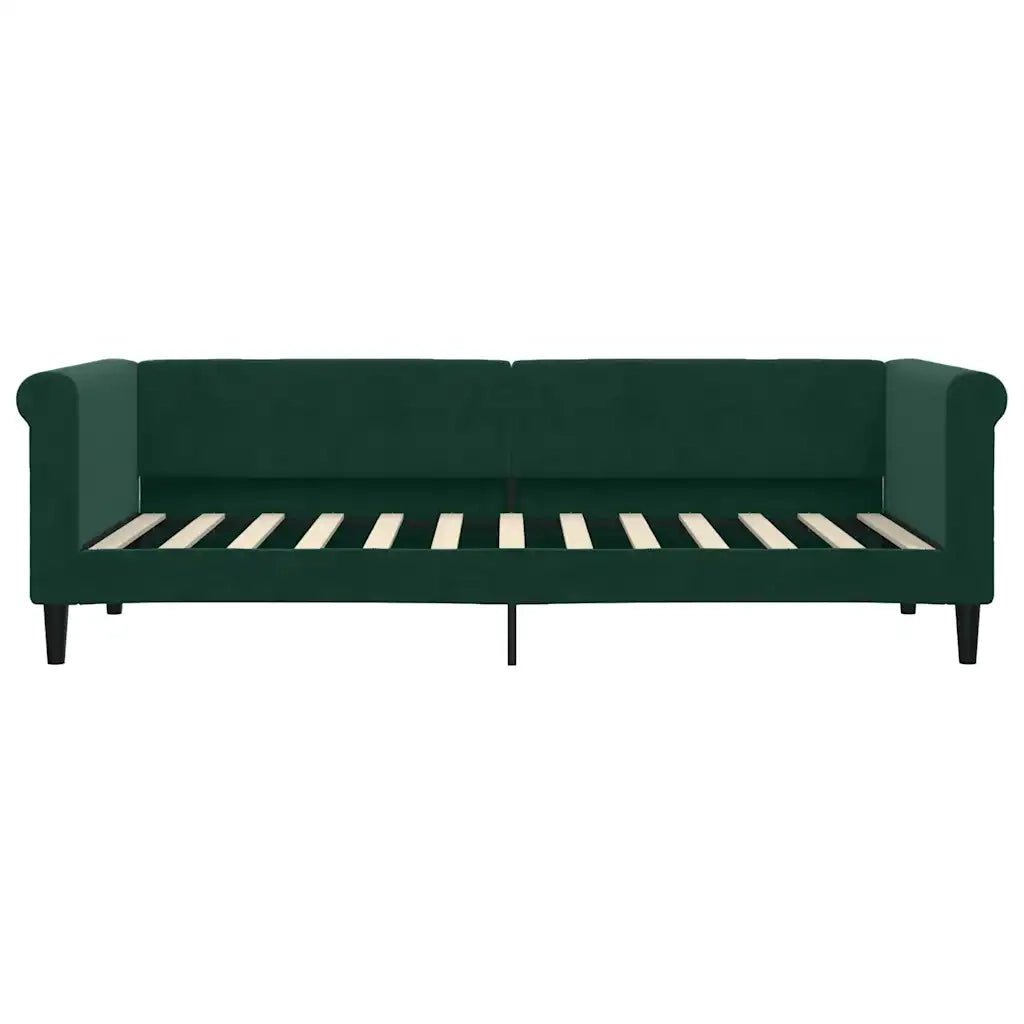 Divano Letto con Materasso Verde Scuro 80x200 cm in Velluto