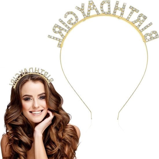 Corona di compleanno per bambina - ragazze - tiara con strass - accessori di compleanno felice.