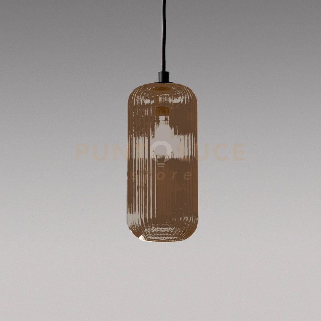 RAIKA V/P- VETRO SOFFIATO AMBRA CON DECORAZIONE COSTE VERTICALI D.12,3CM
