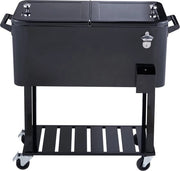 Carrello Refrigerante Rotante in Nero - 80L - 93x46x89 cm - 18kg - Con Maniglia e Ruote - Grande e Portatile