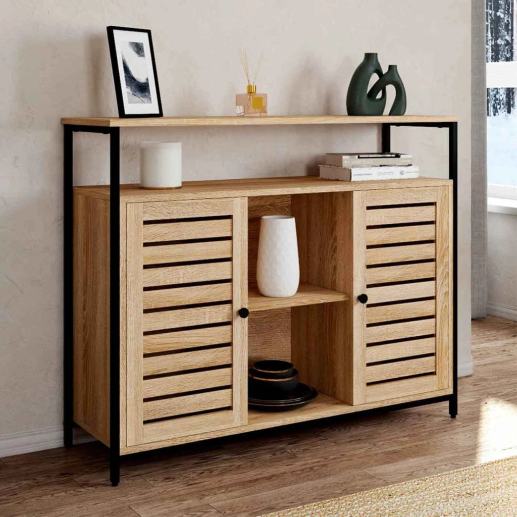 IDMarket - Credenza HALIFAX di design industriale a 2 ante con ante a ribalta, 100 cm