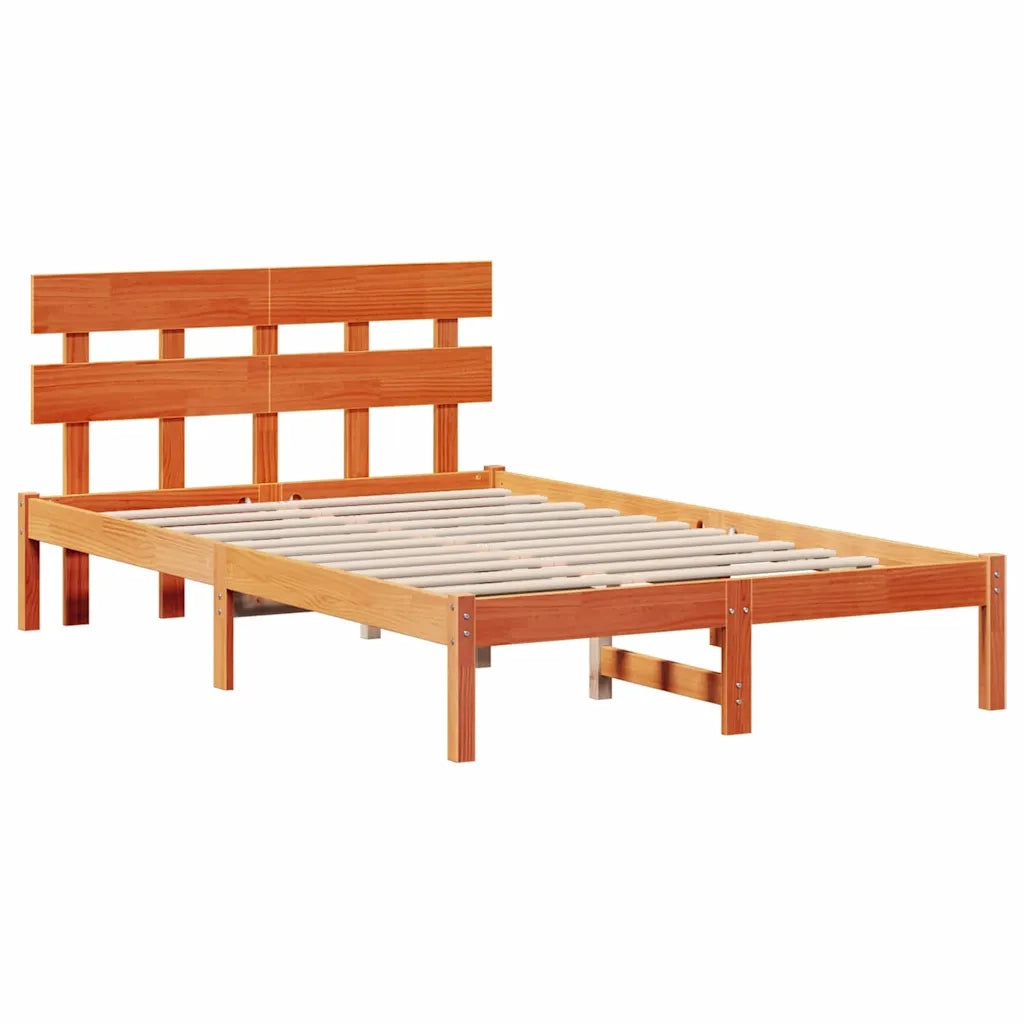Struttura del letto Marrone 135 x 190 cm Legno massello di pino 872175