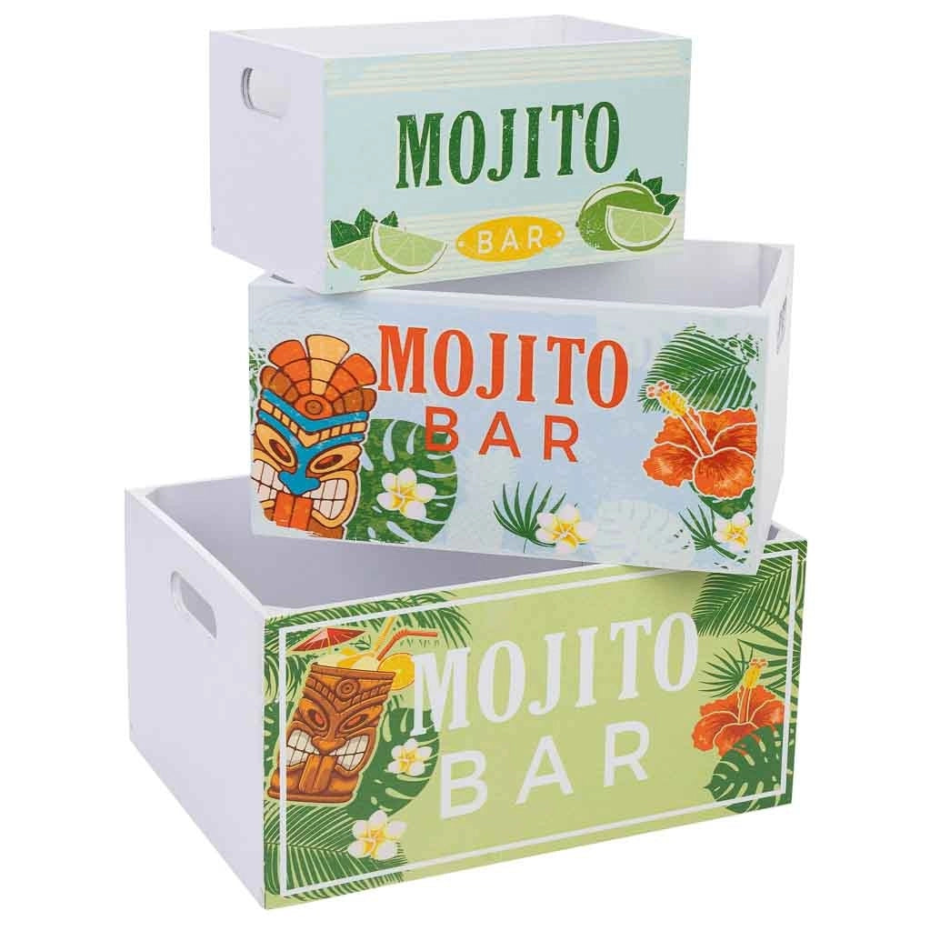 Cassettiera in legno stampata set 3 pz 36x26x18h-31x21x16h-26x16x14h cm