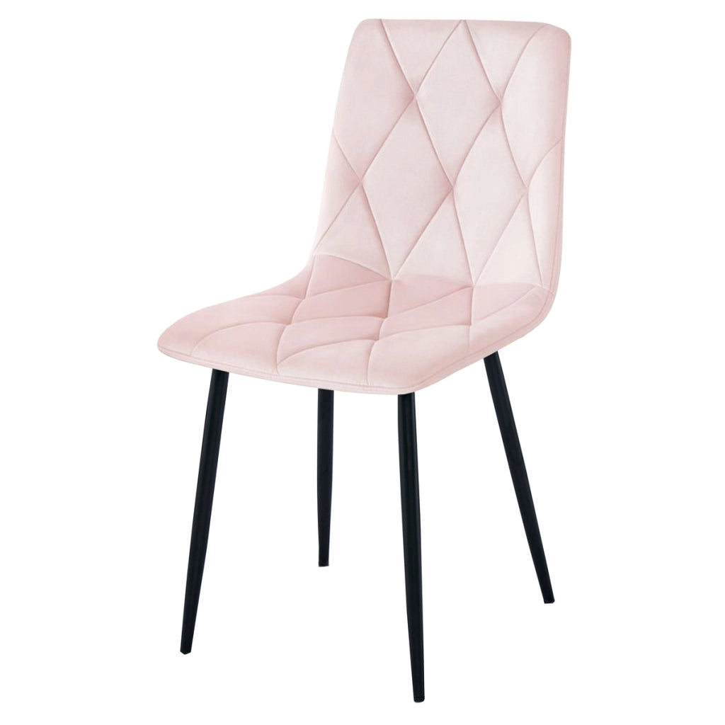 Set di 2 sedie Libra in velluto rosa chiaro con gambe nere