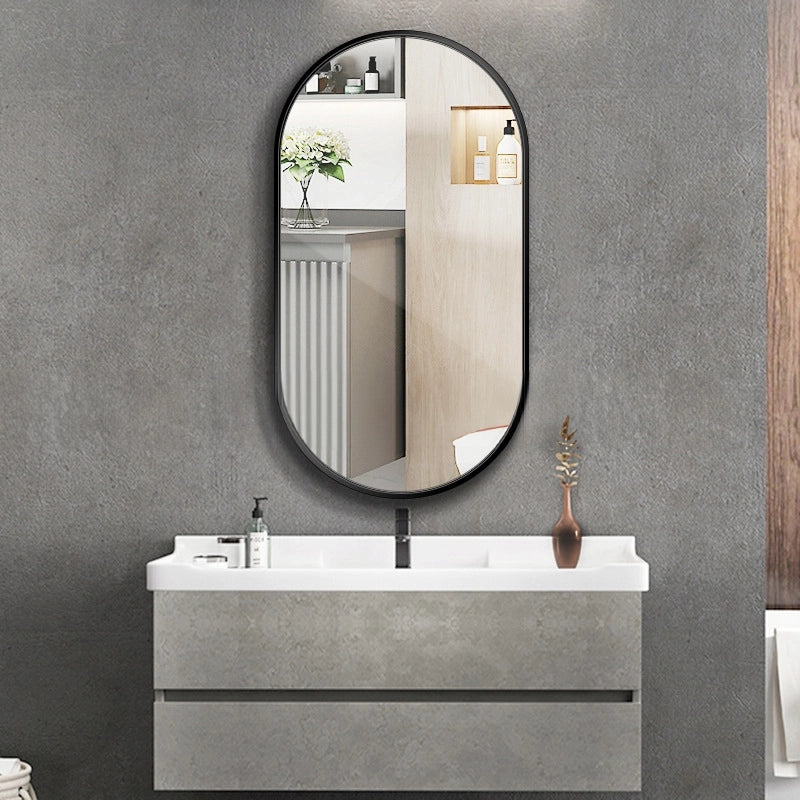 Grande specchio industriale ovale da bagno, soggiorno, camera da letto, nero, 75x40 cm