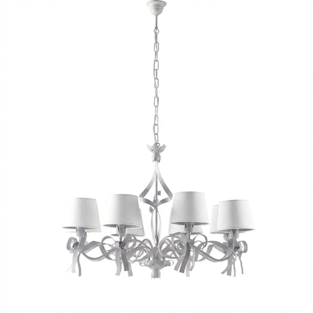 Lampadario Shabby Chic Lucy 8 Luci Bianco LuceArt Classic