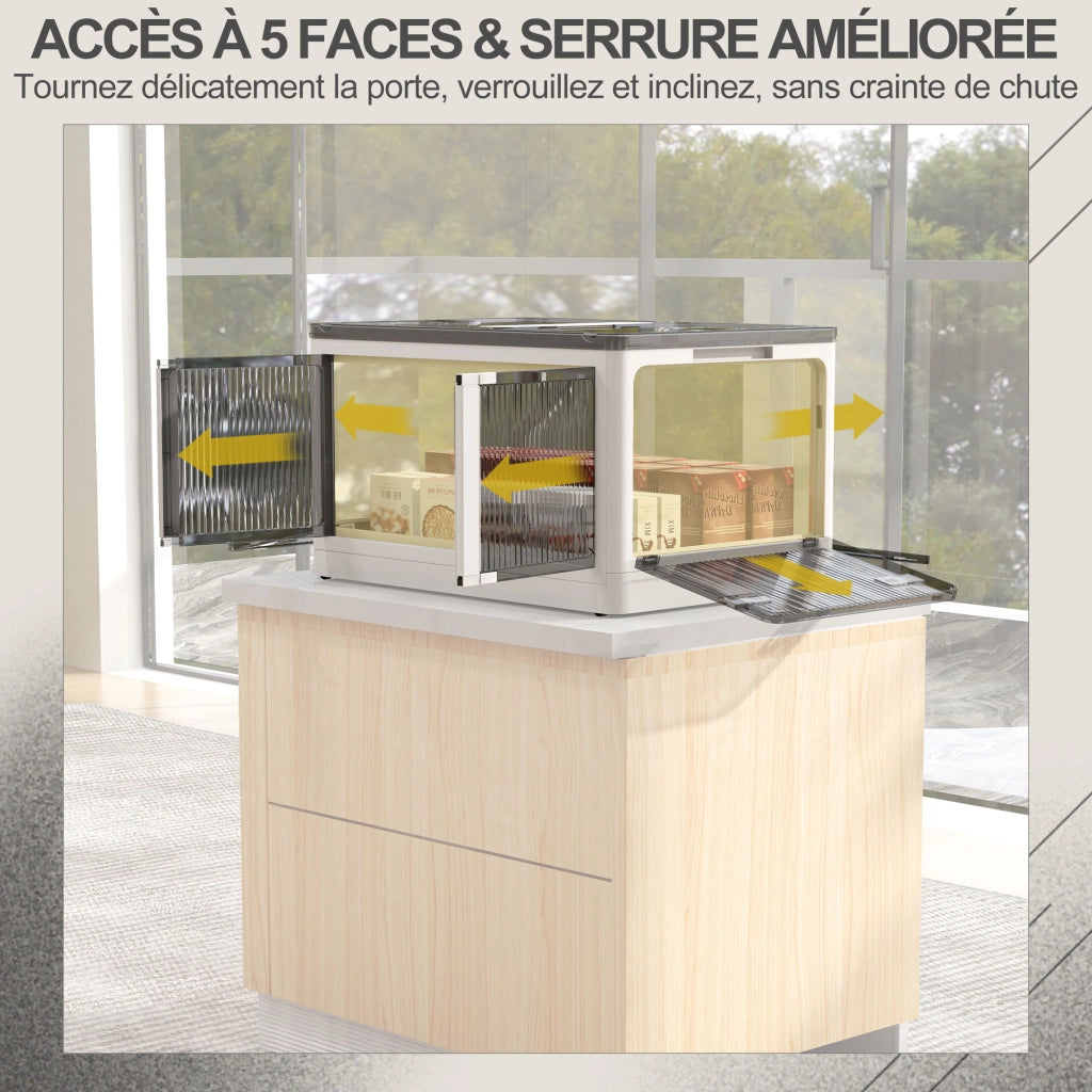 Contenitore pliabile ed impilabile 99L con coperchio e 4 rotelle ¨C Zephmum ¨C Bianco