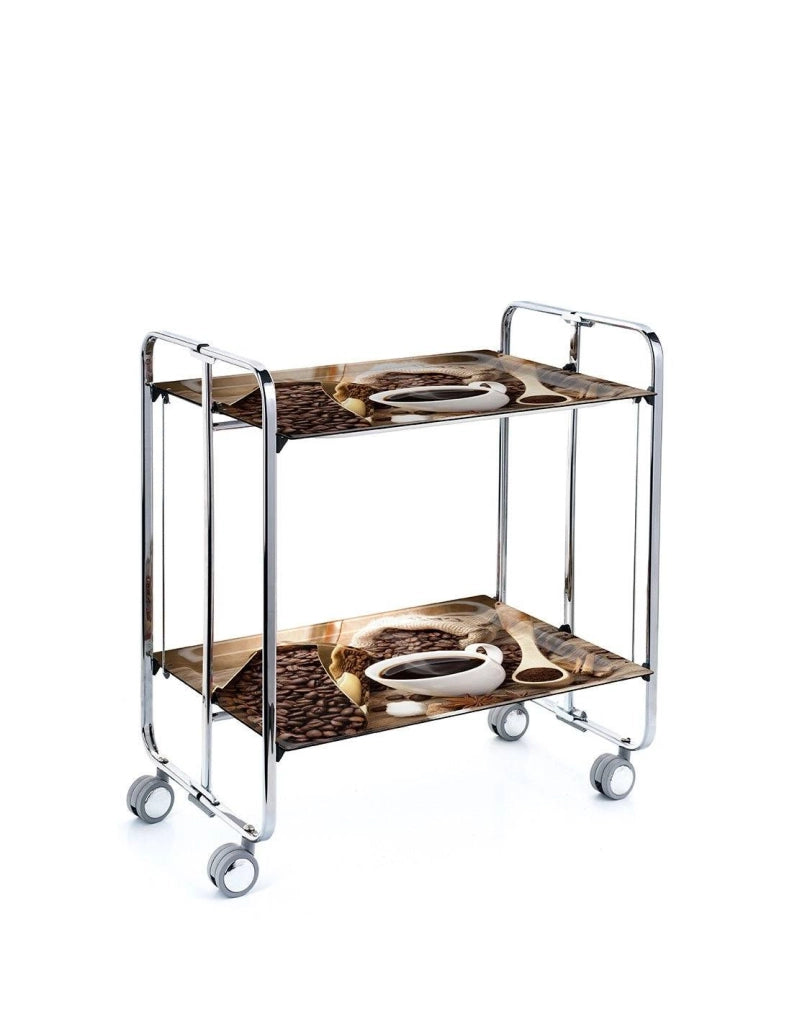 Carrello da cucina pieghevole cromato con ruote BAUHAUS 2 ripiani