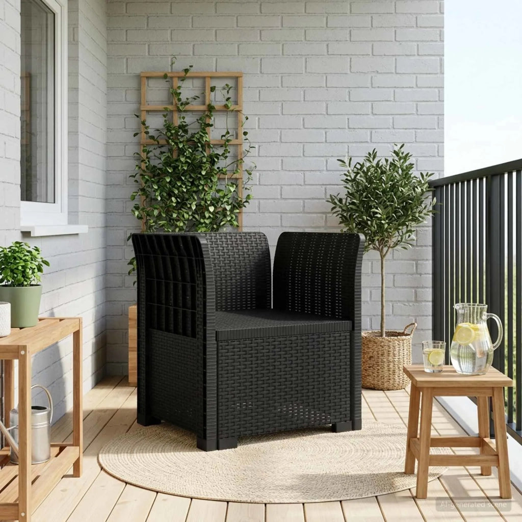 Poltrona a 1 Posto Aspetto Rattan PP Antracite 8011848