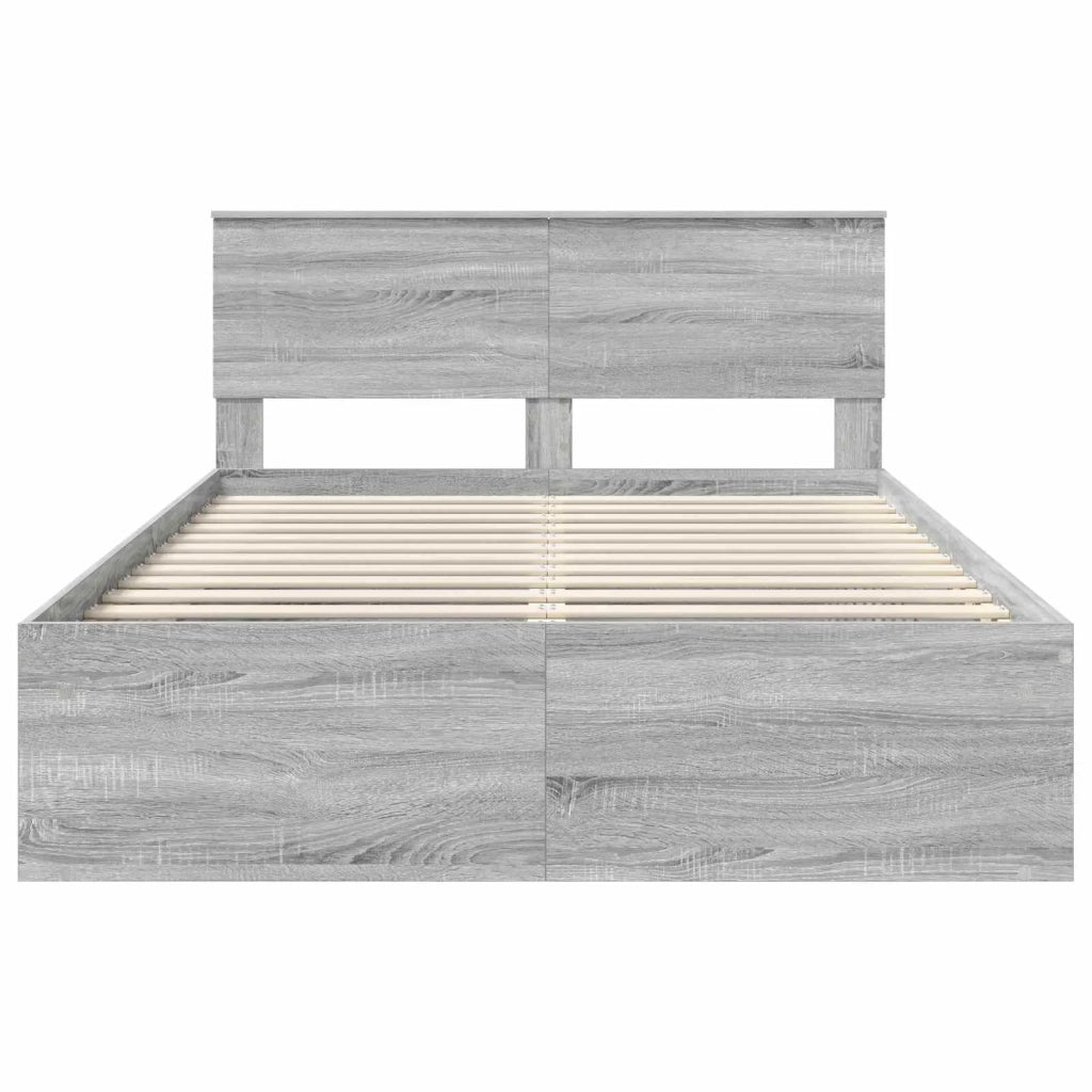 Struttura del letto con testiera Grigio Sonoma 140 x 200 cm