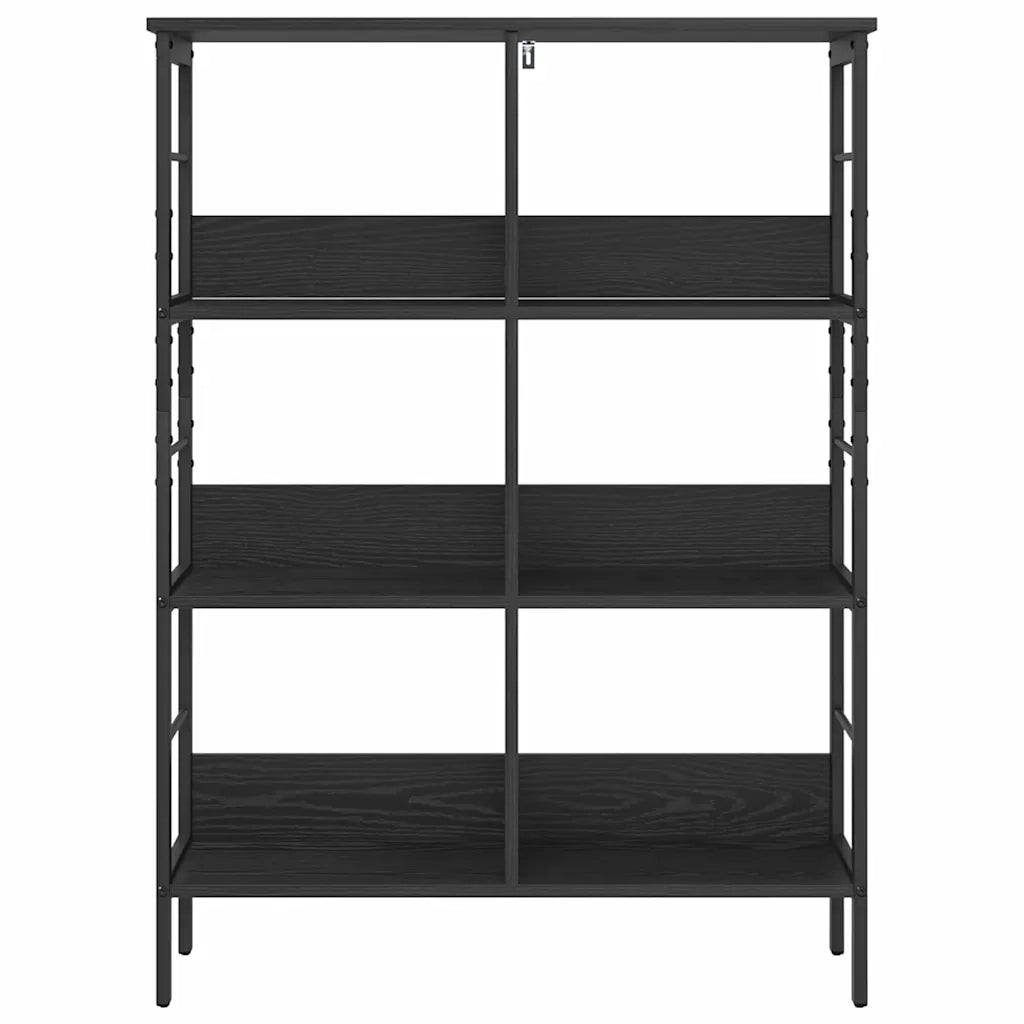 Libreria-Scaffale per Libri-Mobile di Stoccaggio Rovere Nero 82 x 32 x 112 cm Legno multistrato