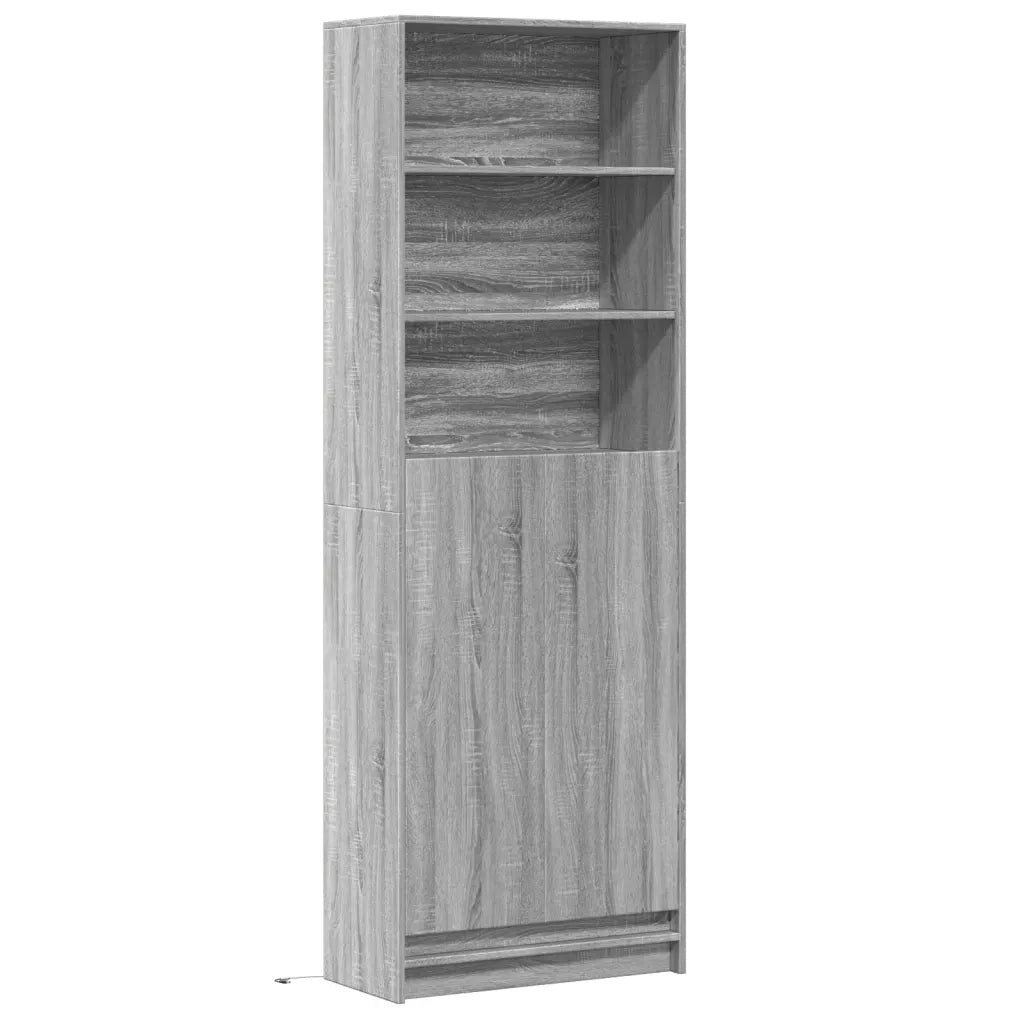 Credenza con LED Grigio Sonoma 69x32,5x200 cm in Truciolato
