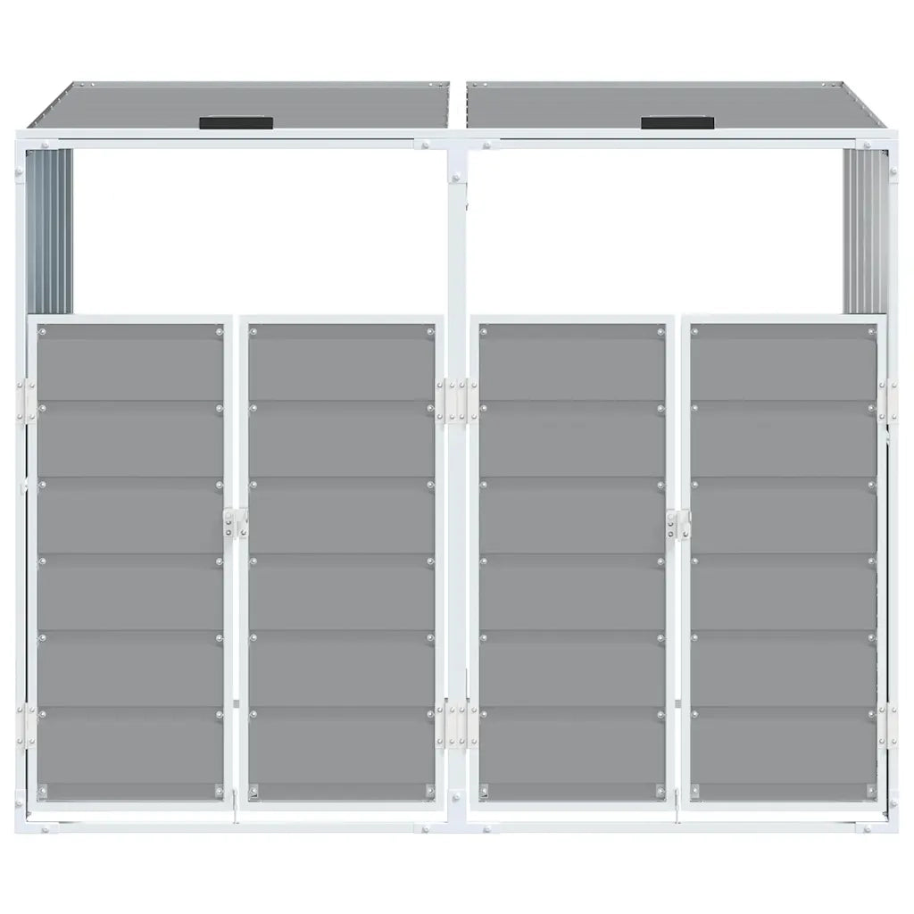 vidaXL Copribidone con Ruote per 2 Bidoni Grigio 144x81x113 cm Acciaio