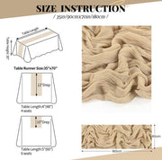 Set di tovaglioli da tavola in seta di 6 - Tela beige boho in stile rustico per decorazione di tavola per matrimoni e feste di compleanno - 90 x 180 cm