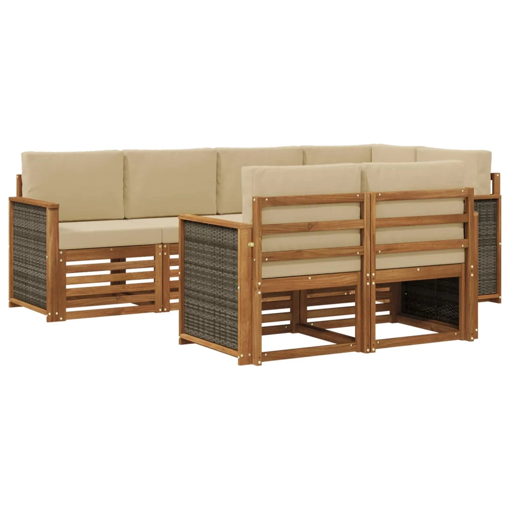 Set divano sezionale con cuscino 6 pcs Naturale 3384469