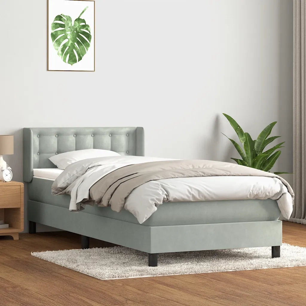 Giroletto a Molle con Materasso grigio chiaro 90x210 cm Velluto 3318435