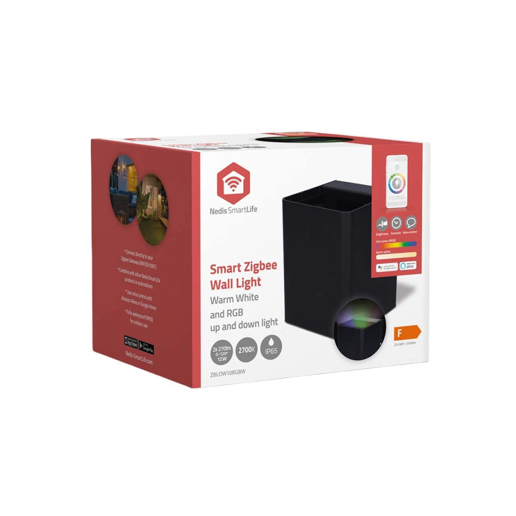 Applique da Parete Esterna Intelligente Zigbee 3.0 RGB Impermeabile IP65 Nero Nedis
