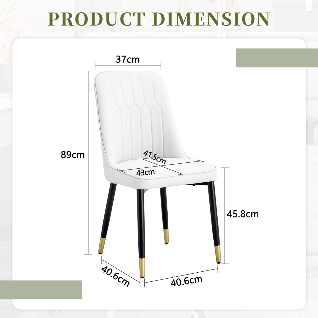 Sedie da pranzo, 2 pezzi in PU bianco e nero con schienale ergonomico e gambe in metallo nero