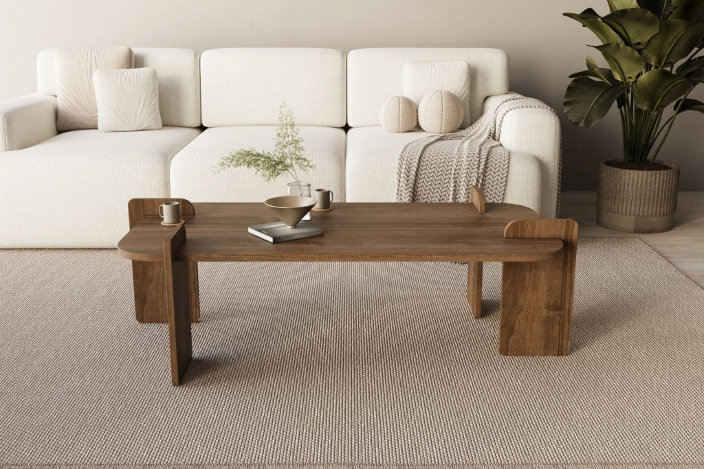 Tavolino in legno "Lovge" 120 x 60 x 35 cm - Noce