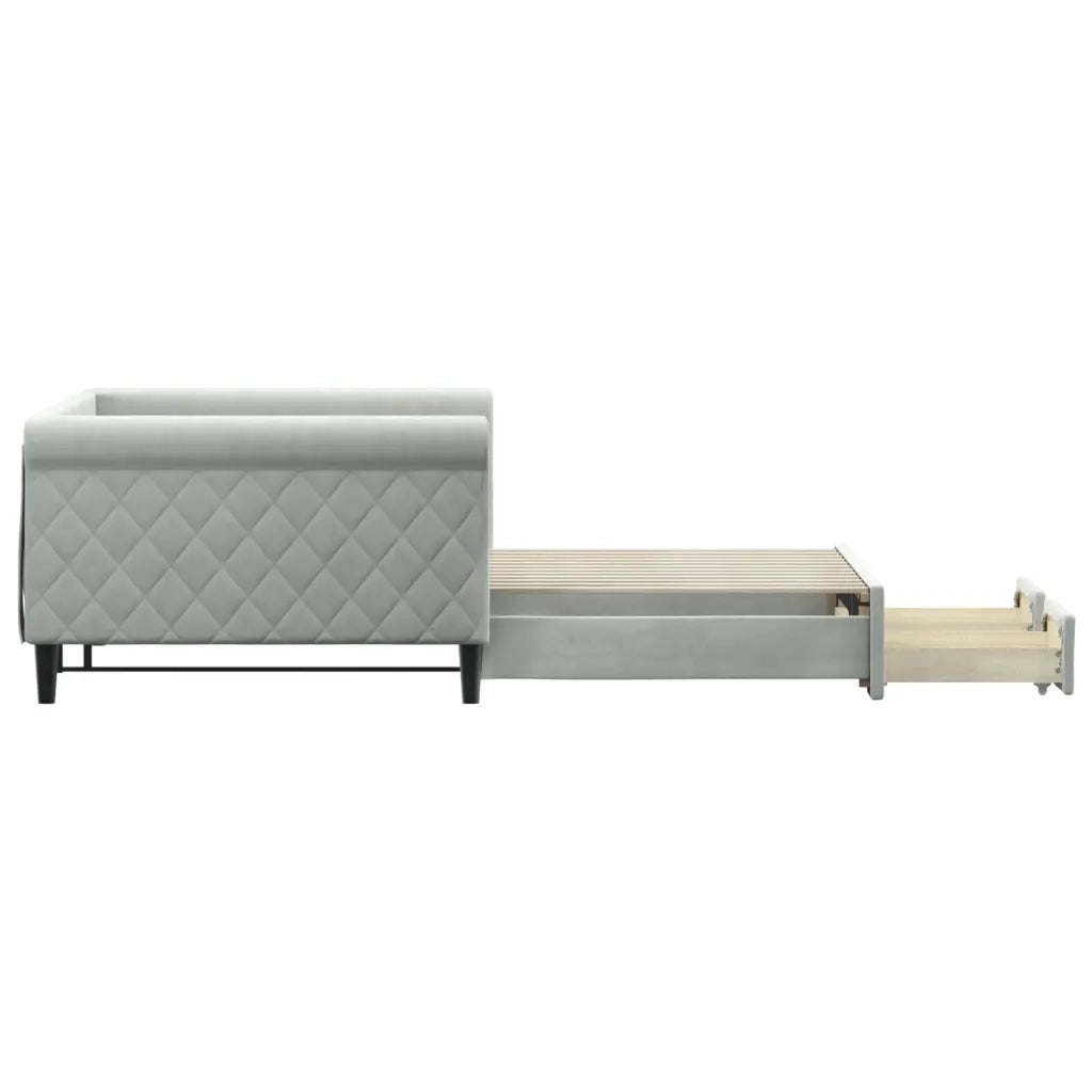 Divano Letto Estraibile Cassetti Grigio Chiaro 100x200 Velluto