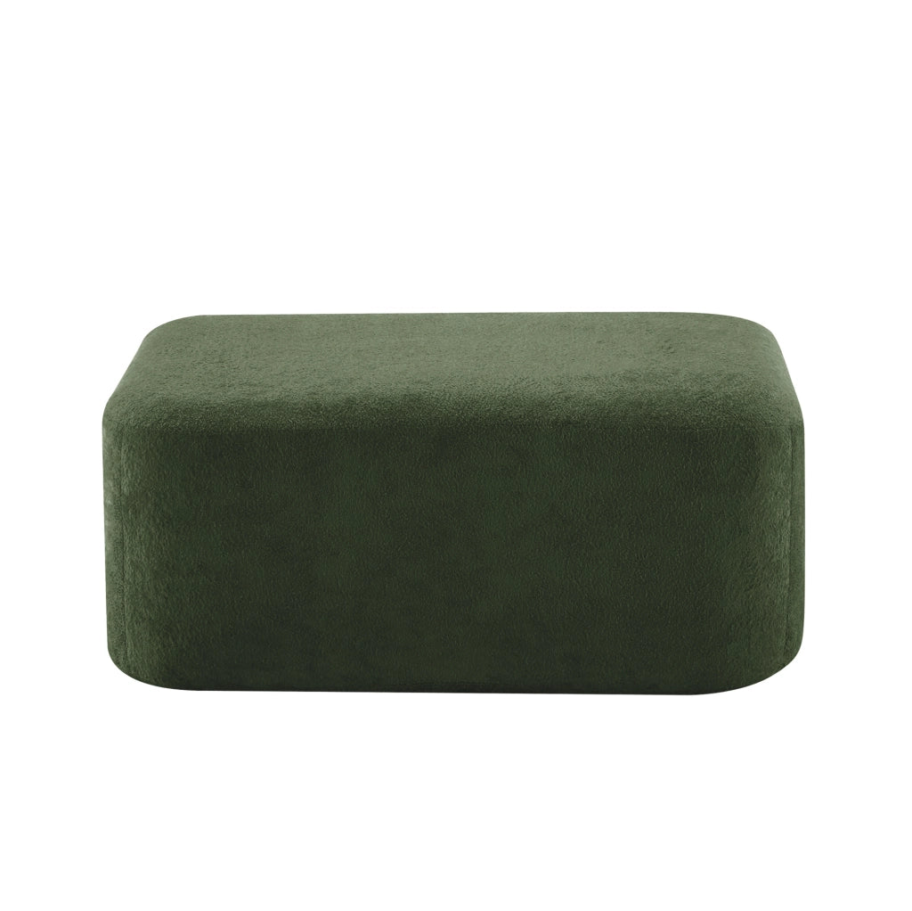 Divano modulare in velluto verde con pouf collegabile, design ondulato senza telaio