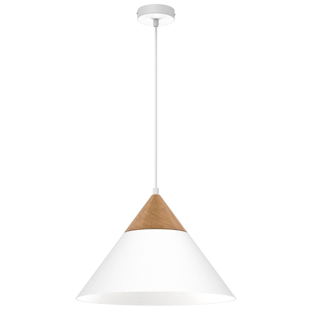 Lampada a sospensione Luminex Single bianca legno E27