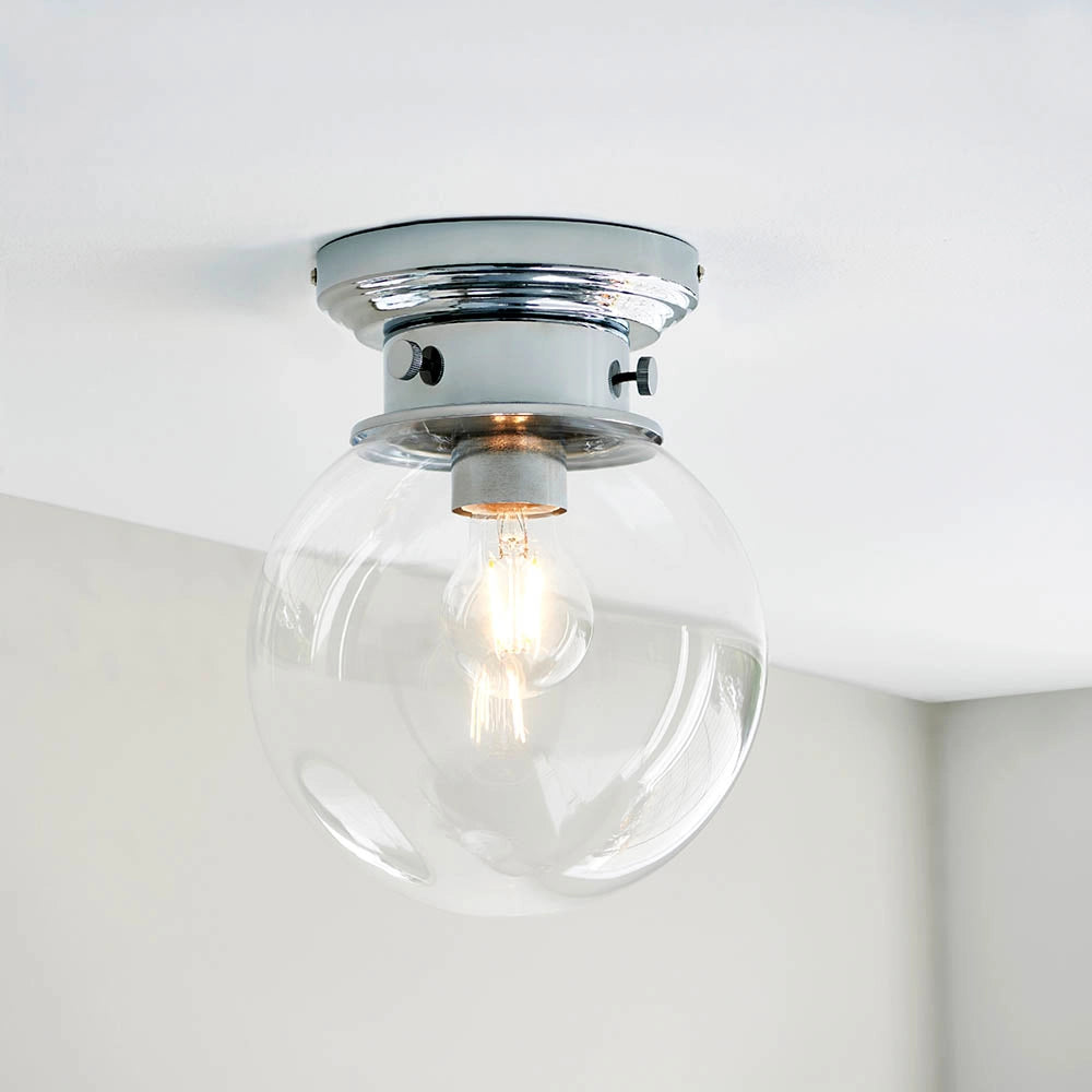 Plafoniera bagno minimal sfera vetro cromo E27 IP44