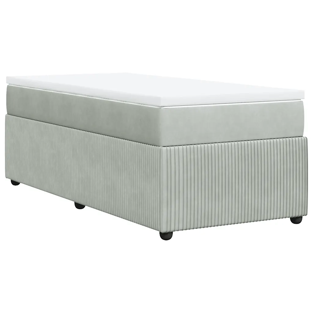 Letto singolo | Letto per adulti | Giroletto a Molle con Materasso Grigio Chiaro 90x200 cm Velluto