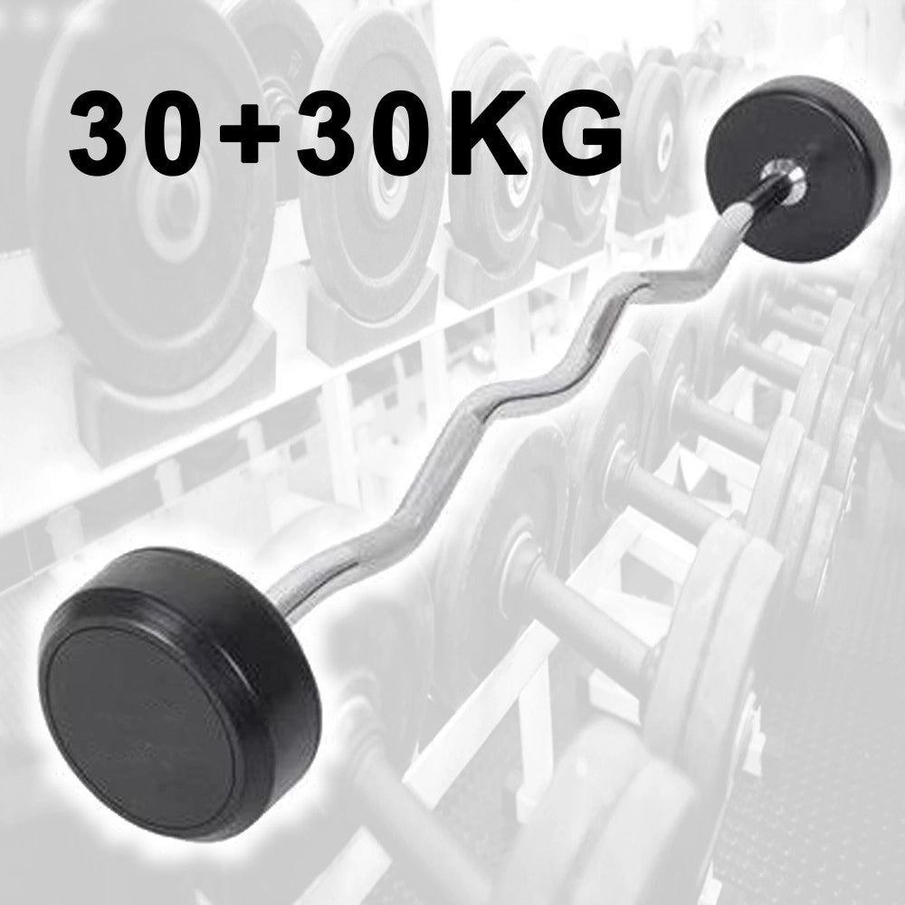 Trade Shop - Manubri Bilanciere Curl Curvo Ondulato Precaricato Da 60 Kg 30+30 Kg Bodysolid -
