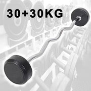 Trade Shop - Manubri Bilanciere Curl Curvo Ondulato Precaricato Da 60 Kg 30+30 Kg Bodysolid -