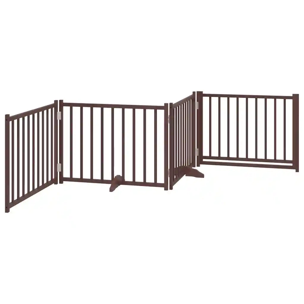 vidaXL Cancello Cani Pieghevole Marrone 4Pannelli 320cm Massello Abete