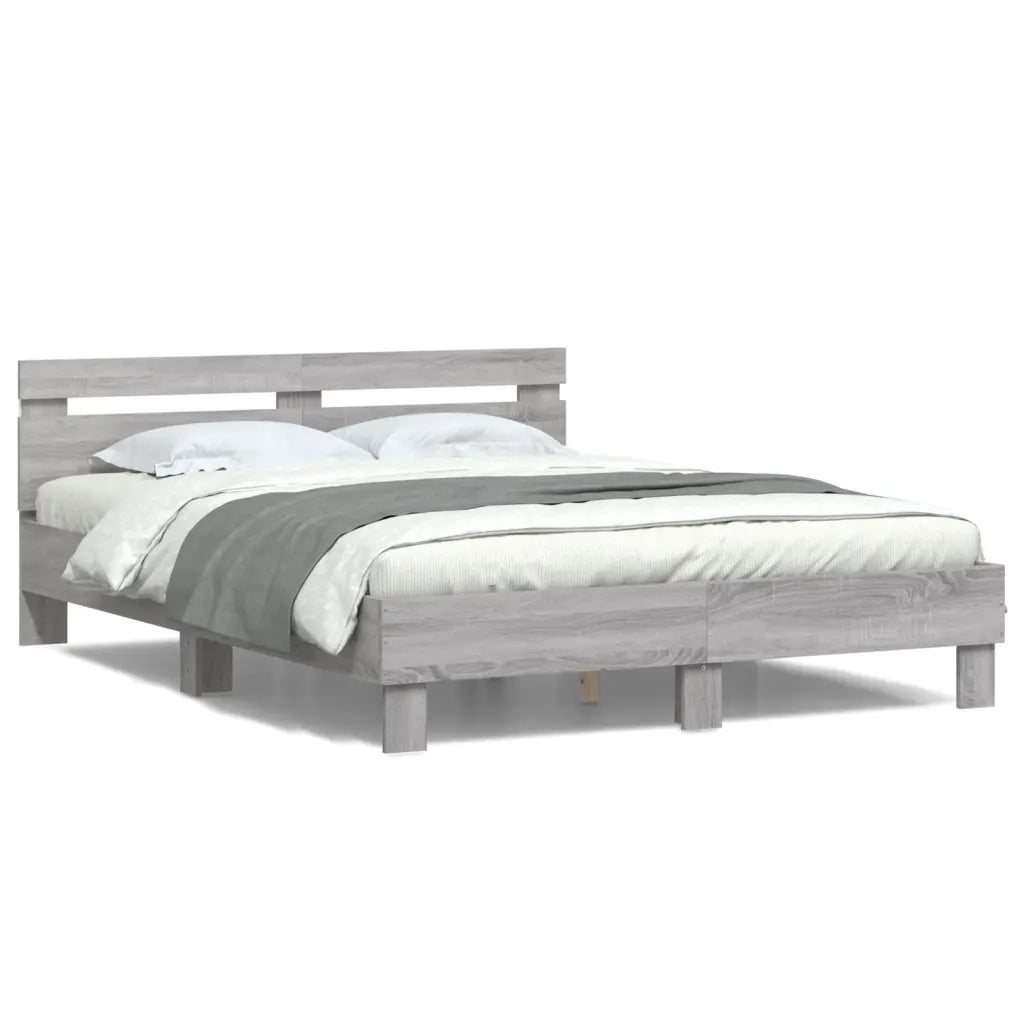 Giroletto con Testiera e LED Grigio Sonoma 150x200 cm 3207544