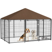 Recinto per Cani con Porticina ¨C zephmum ¨C Nero e Marrone 211x141x151 cm