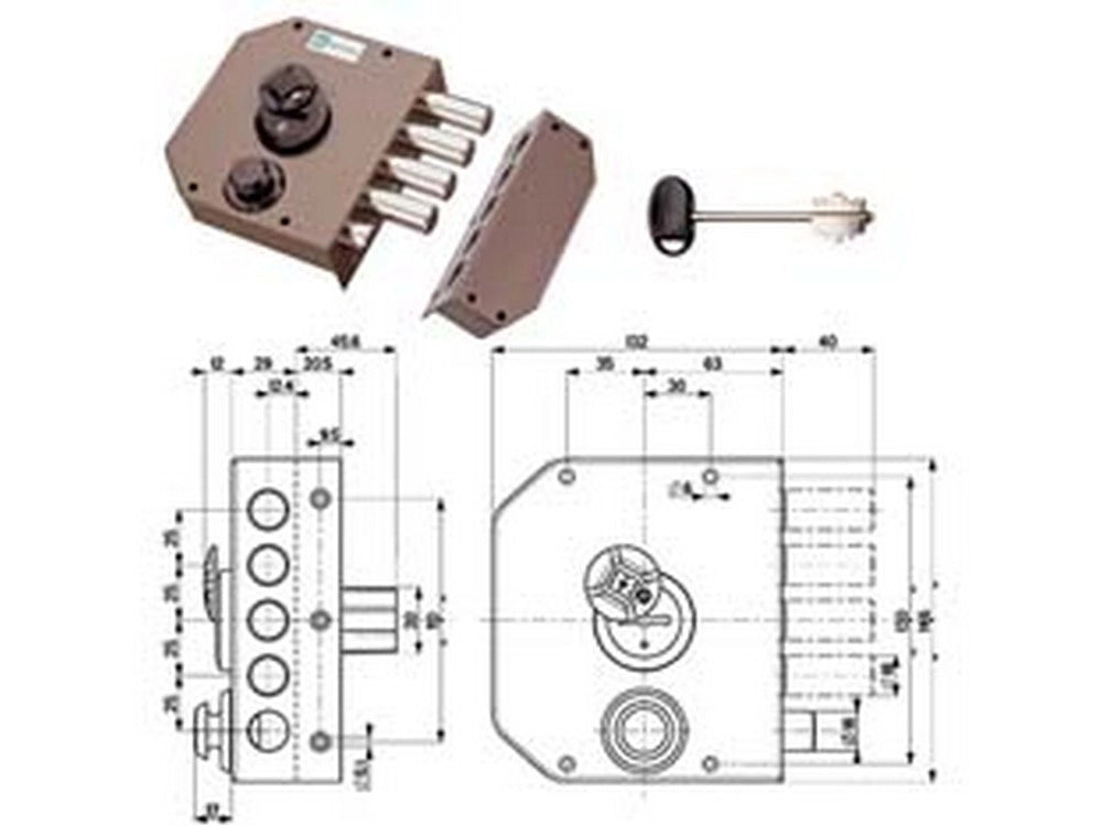 1pz serratura laterale applicare scrocco doppia mappa 20510 mm60 dx cod:ferx.fer209137