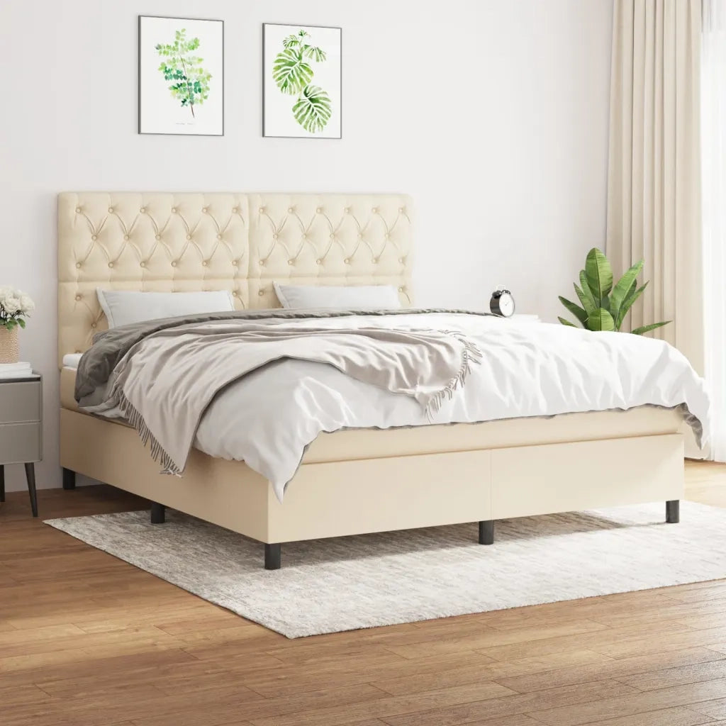 Giroletto a Molle con Materasso Crema 160x200 cm in Tessuto cod mxl 35348